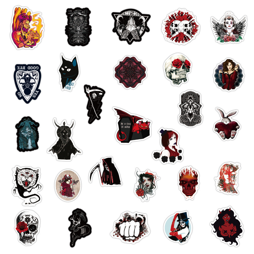 100 Gothic Demons, Symbols, and Spells Waterproof Guitar Stickers