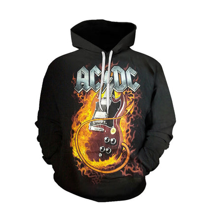 Band Guitar 3D Digital Printing Trend Couple Sweater Hoodie Baseball Uniform