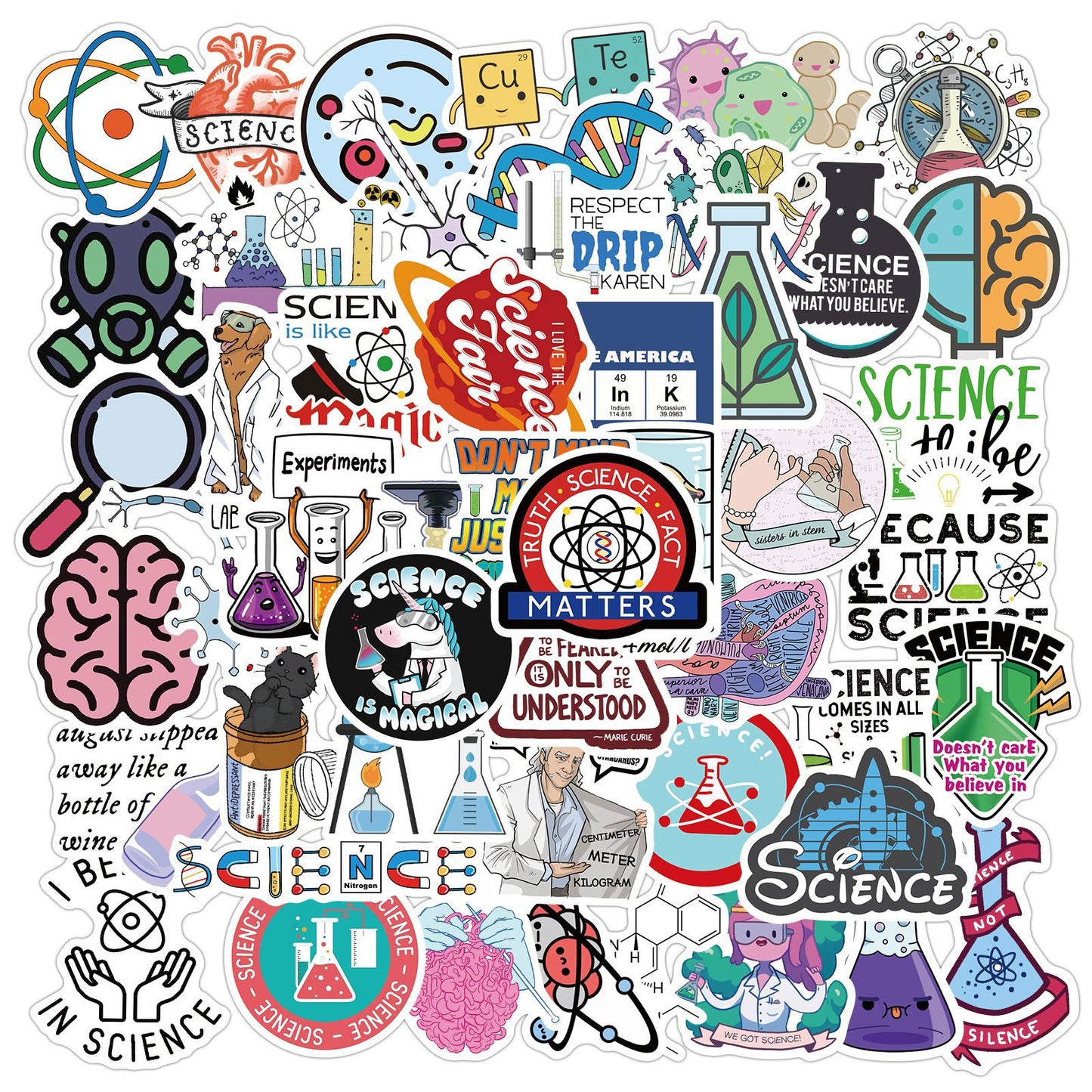 50 Science Lab Stickers Waterproof