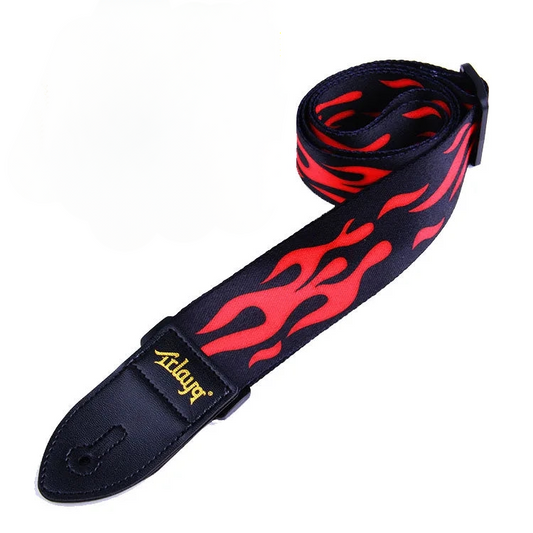 Flaming - Red/Black Flames Electric Guitar Strap