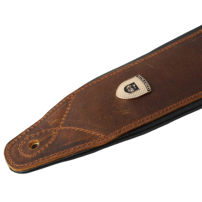 Soldier Top Grain Leather, Cowhide Padded Guitar Strap- For Electric and Acoustic Guitar