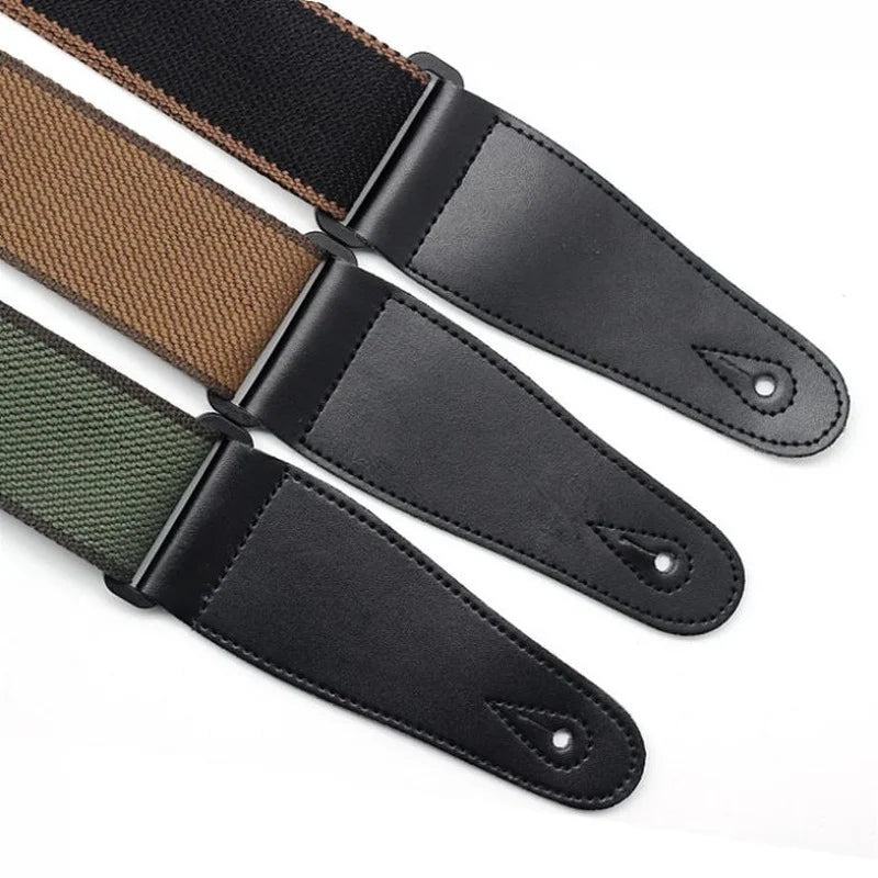 Adjustable Pure Cotton Guitar Strap for Acoustic Or Electric Guitar (Brown/Green/Black)