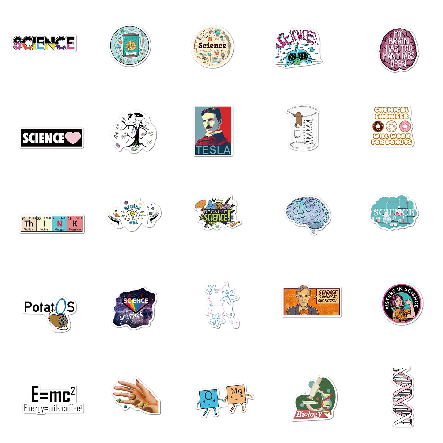 50 Science Lab Stickers Waterproof